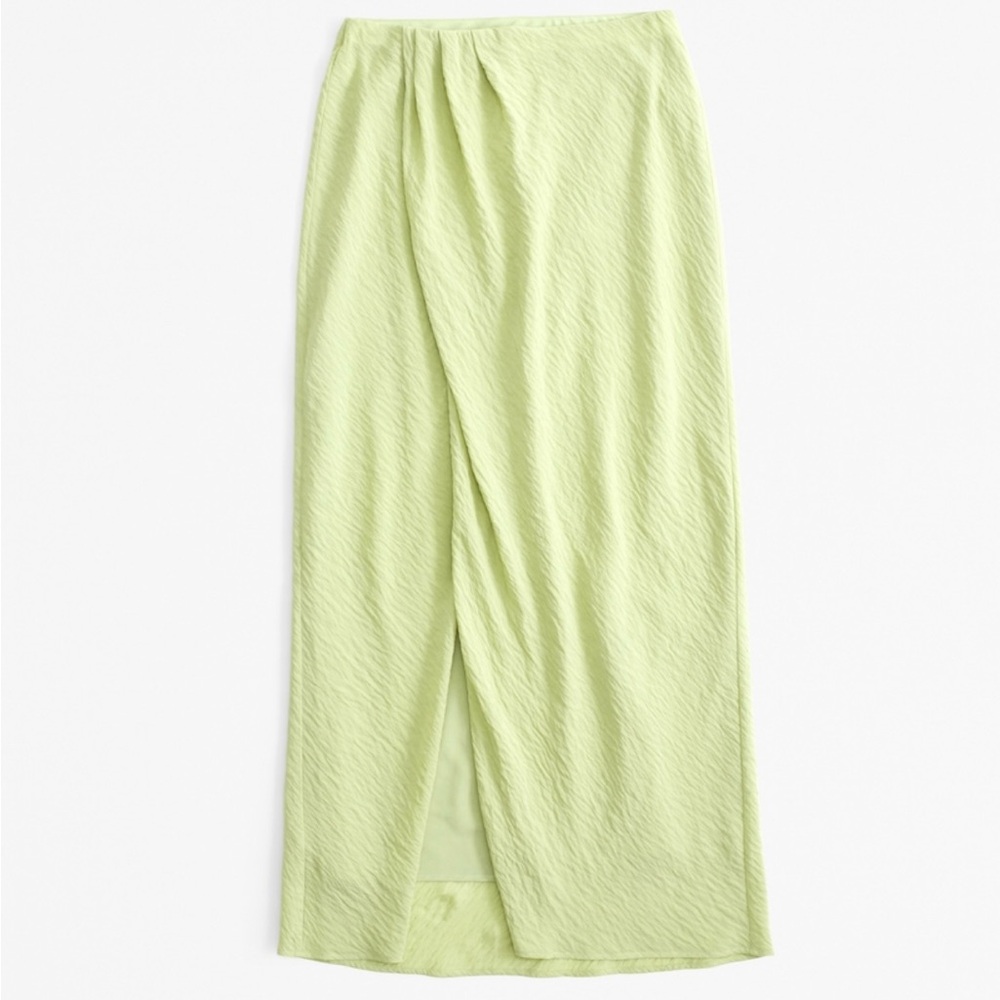 NWT Abercrombie & Fitch Mid-Rise Sarong Light Green Maxi Skirt|Size Large Petite